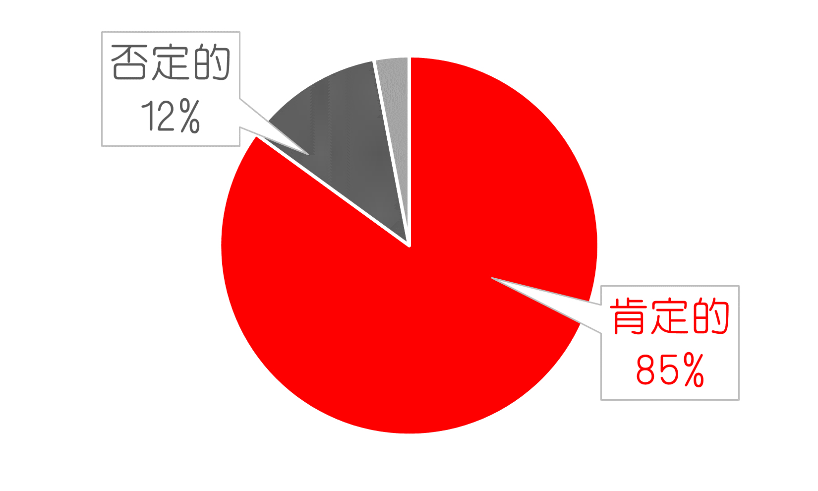 肯定的  85% / 否定的  12%